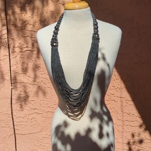 Chico's Layered Black Multi-Strand Bead Necklace